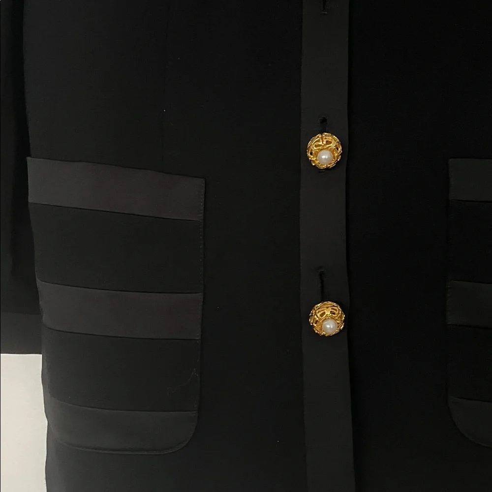 Louis Feraud Black Blazer with Gold Buttons - Picture 6 of 16